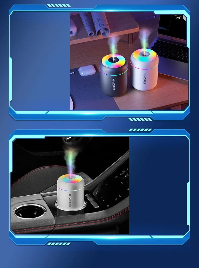 Portable Mini Air Humidifier with Aromatherapy - USB Powered, Ideal for Car & Bedroom Use
