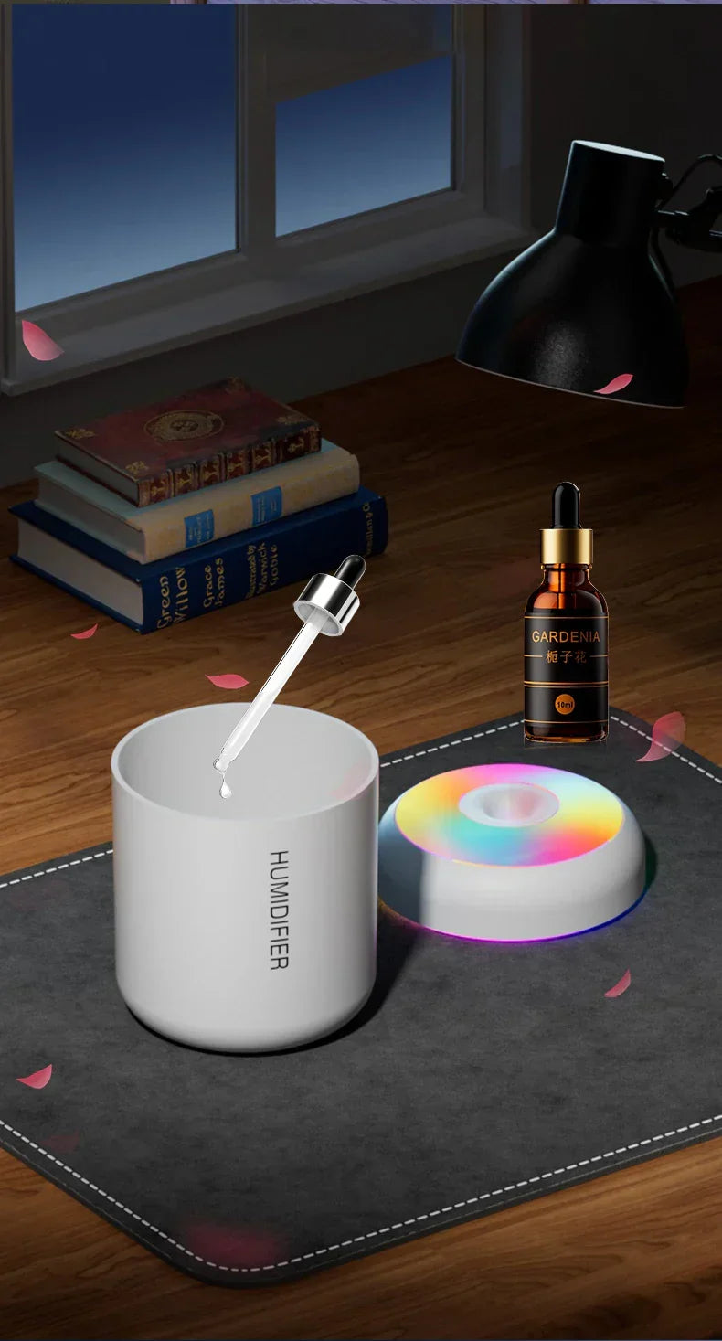 Portable Mini Air Humidifier with Aromatherapy - USB Powered, Ideal for Car & Bedroom Use