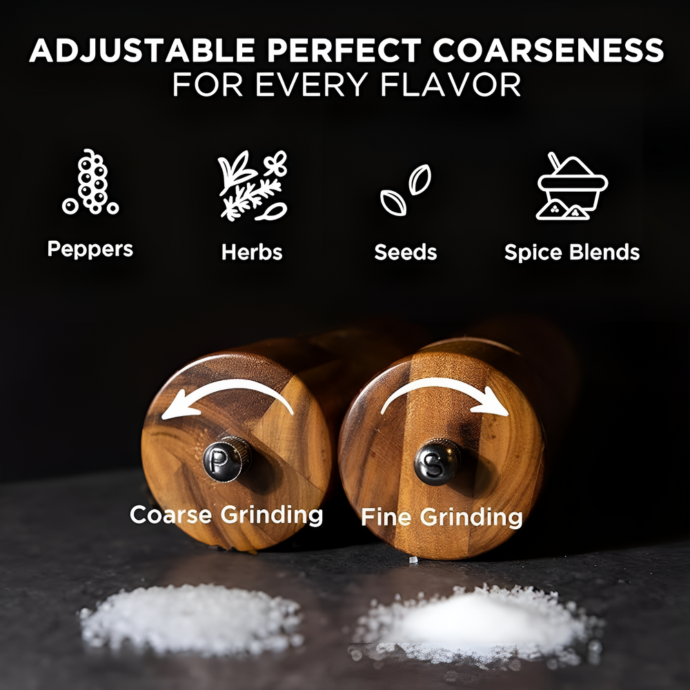 Elegant Minimalist Wooden Spice Grinders - Handcrafted, Adjustable Coarseness, Perfect for Kitchen & Dining
