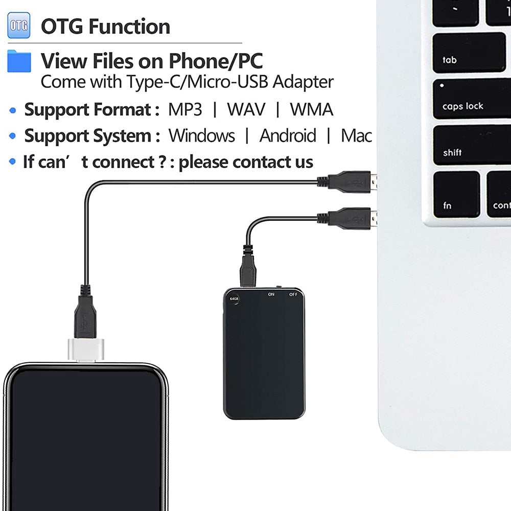 Mini Voice Recorder – Voice-Activated, Hidden Design & Rechargeable Battery