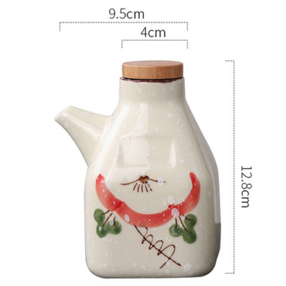 Artisan Hand-Painted Ceramic Oil & Sauce Pourer - Unique Kitchen Accessory