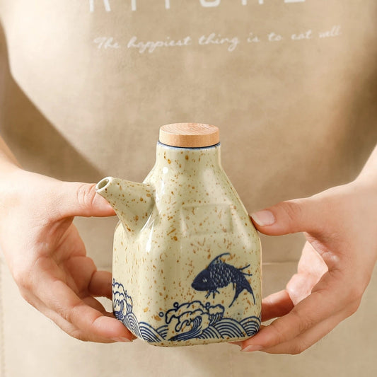 Artisan Hand-Painted Ceramic Oil & Sauce Pourer