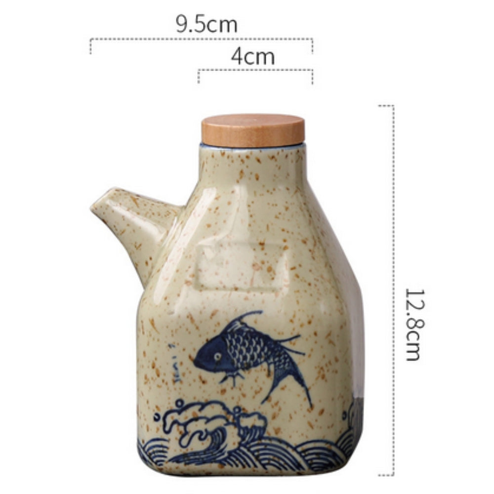 Artisan Hand-Painted Ceramic Oil & Sauce Pourer - Unique Kitchen Accessory