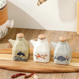 Artisan Hand-Painted Ceramic Oil & Sauce Pourer - Unique Kitchen Accessory