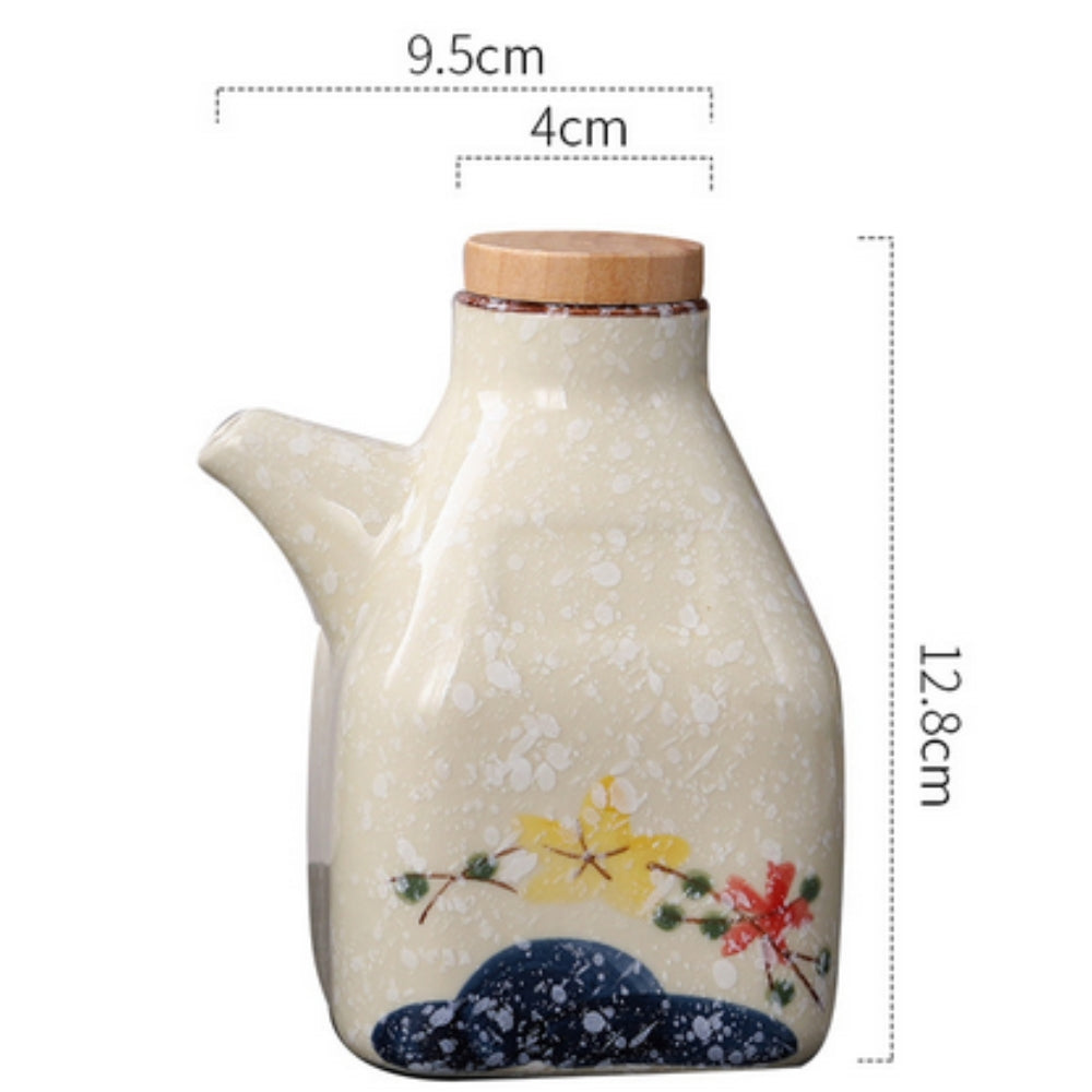 Artisan Hand-Painted Ceramic Oil & Sauce Pourer - Unique Kitchen Accessory