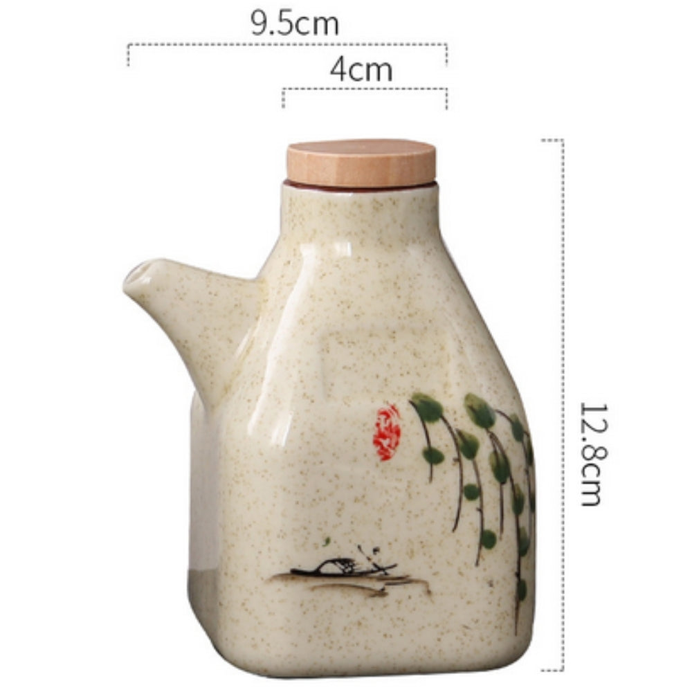 Artisan Hand-Painted Ceramic Oil & Sauce Pourer - Unique Kitchen Accessory