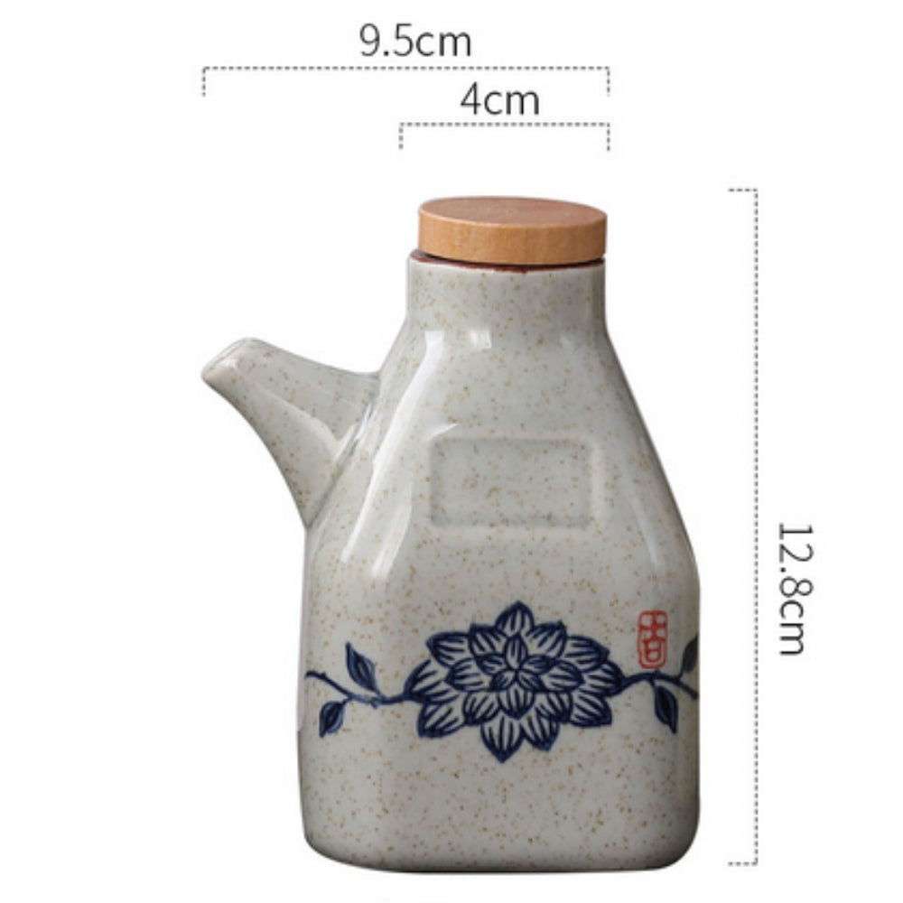 Artisan Hand-Painted Ceramic Oil & Sauce Pourer - Unique Kitchen Accessory