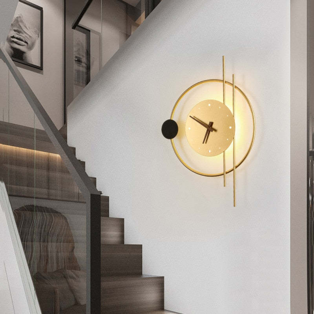 Chronos Modern LED Wall Clock Lamp - Stylish Timepiece with Ambient Lighting for Home Decor