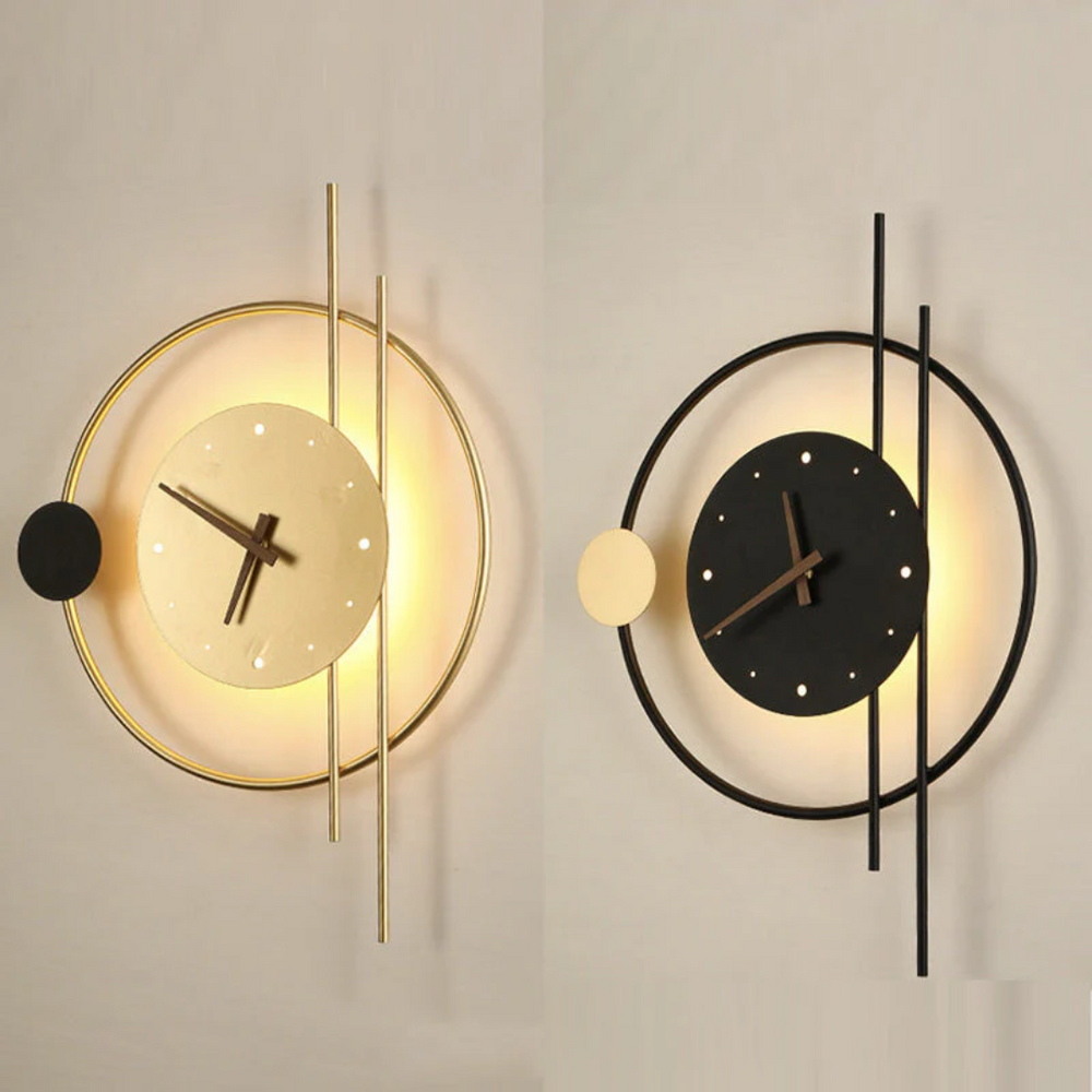 Chronos Modern LED Wall Clock Lamp - Stylish Timepiece with Ambient Lighting for Home Decor