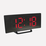 Stylish Modern Curved LED Digital Alarm Clock - Sleek Design with Adjustable Brightness & Snooze Function