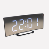 Stylish Modern Curved LED Digital Alarm Clock - Sleek Design with Adjustable Brightness & Snooze Function