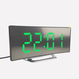 Stylish Modern Curved LED Digital Alarm Clock - Sleek Design with Adjustable Brightness & Snooze Function