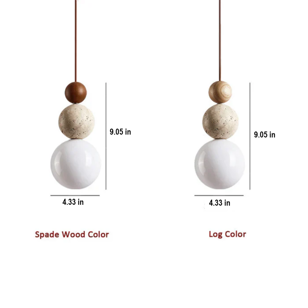 Modern NaturaLuxe Pendant Light - Elegant Travertine & Mahogany Design for Stylish Home Decor