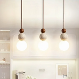 Modern NaturaLuxe Pendant Light - Elegant Travertine & Mahogany Design for Stylish Home Decor