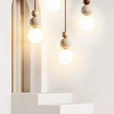 Modern NaturaLuxe Pendant Light - Elegant Travertine & Mahogany Design for Stylish Home Decor