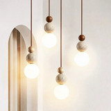 Modern NaturaLuxe Pendant Light - Elegant Travertine & Mahogany Design for Stylish Home Decor