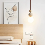 Modern NaturaLuxe Pendant Light - Elegant Travertine & Mahogany Design for Stylish Home Decor