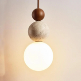 Modern NaturaLuxe Pendant Light - Elegant Travertine & Mahogany Design for Stylish Home Decor