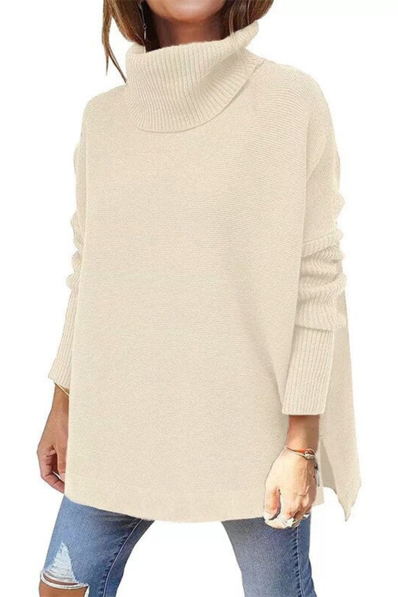 Warm Loose-Fitting Ladies' Sweater With Collar - Amara
