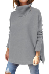 Warm Loose-Fitting Ladies' Sweater With Collar - Amara - 4