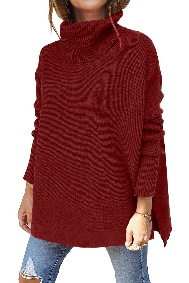 Warm Loose-Fitting Ladies' Sweater With Collar - Amara - 7