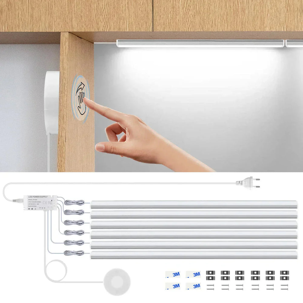 Motion Sensor LED Under-Cabinet Light – Dimmable Touch Control, 12V & Aluminum Body
