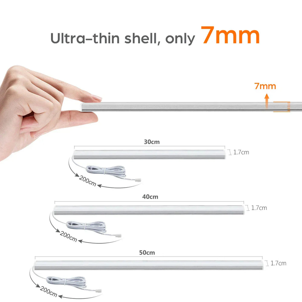 Motion Sensor LED Under-Cabinet Light – Dimmable Touch Control, 12V & Aluminum Body