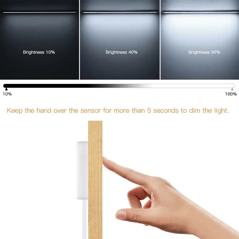 Motion Sensor LED Under-Cabinet Light – Dimmable Touch Control, 12V & Aluminum Body