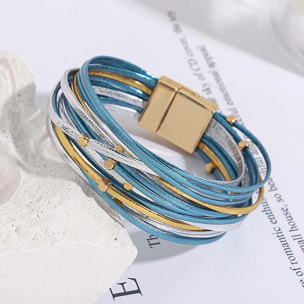 Multi-Layer Tri-Colour Wrap Bracelet for Women | Chic & Stylish Jewelry Accessory