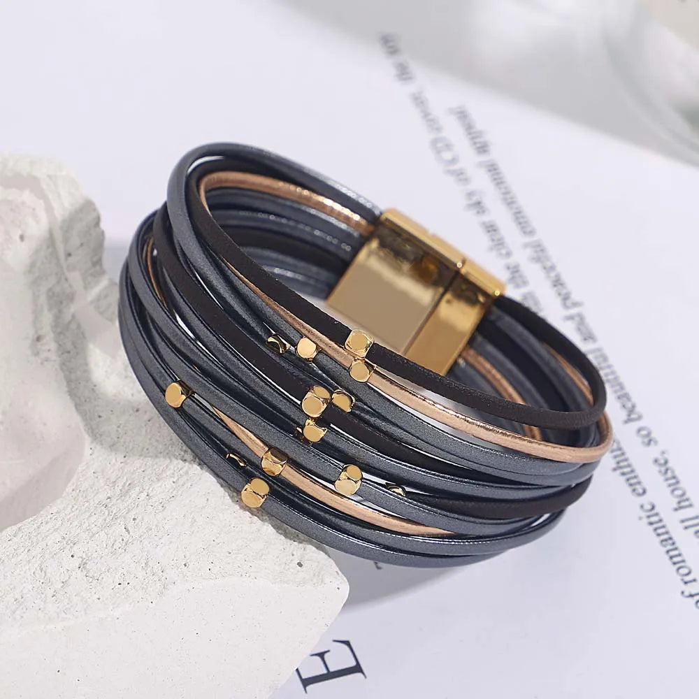 Multi-Layer Tri-Colour Wrap Bracelet for Women | Chic & Stylish Jewelry Accessory