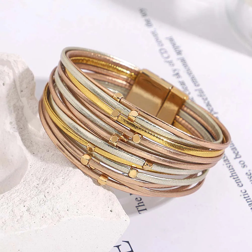 Multi-Layer Tri-Colour Wrap Bracelet for Women | Chic & Stylish Jewelry Accessory