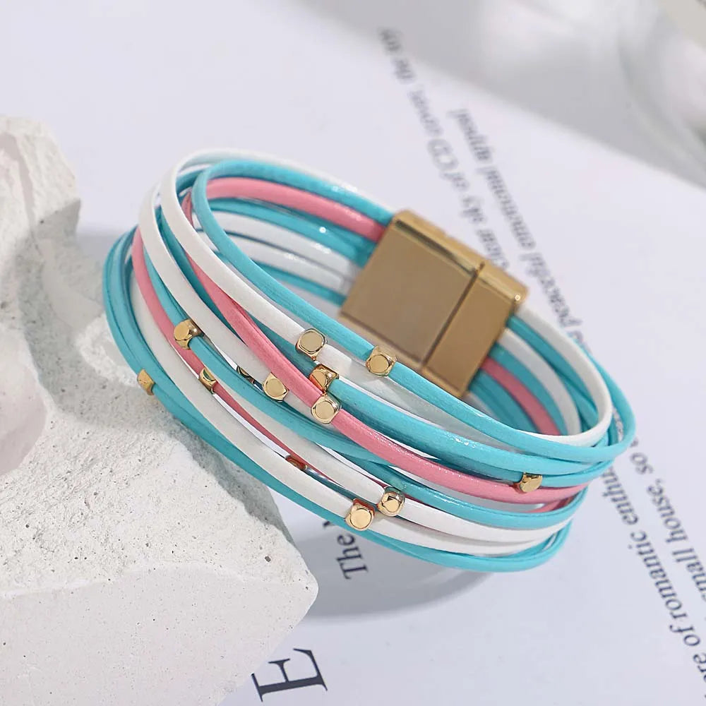 Multi-Layer Tri-Colour Wrap Bracelet for Women | Chic & Stylish Jewelry Accessory