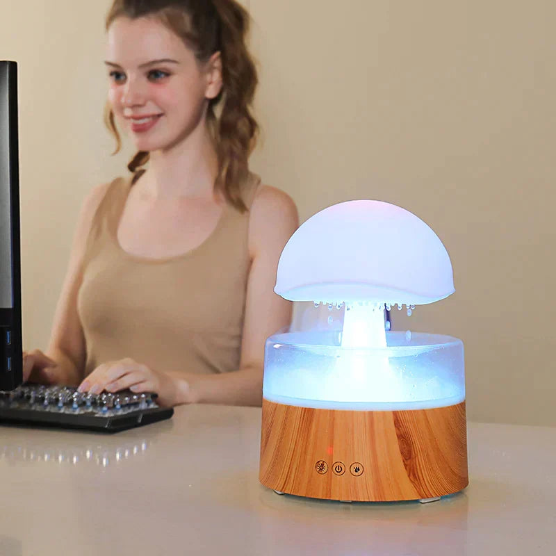 CalmCloud Mushroom Cloud Rain Humidifier - Ultrasonic Mist Maker for Relaxation & Air Purification