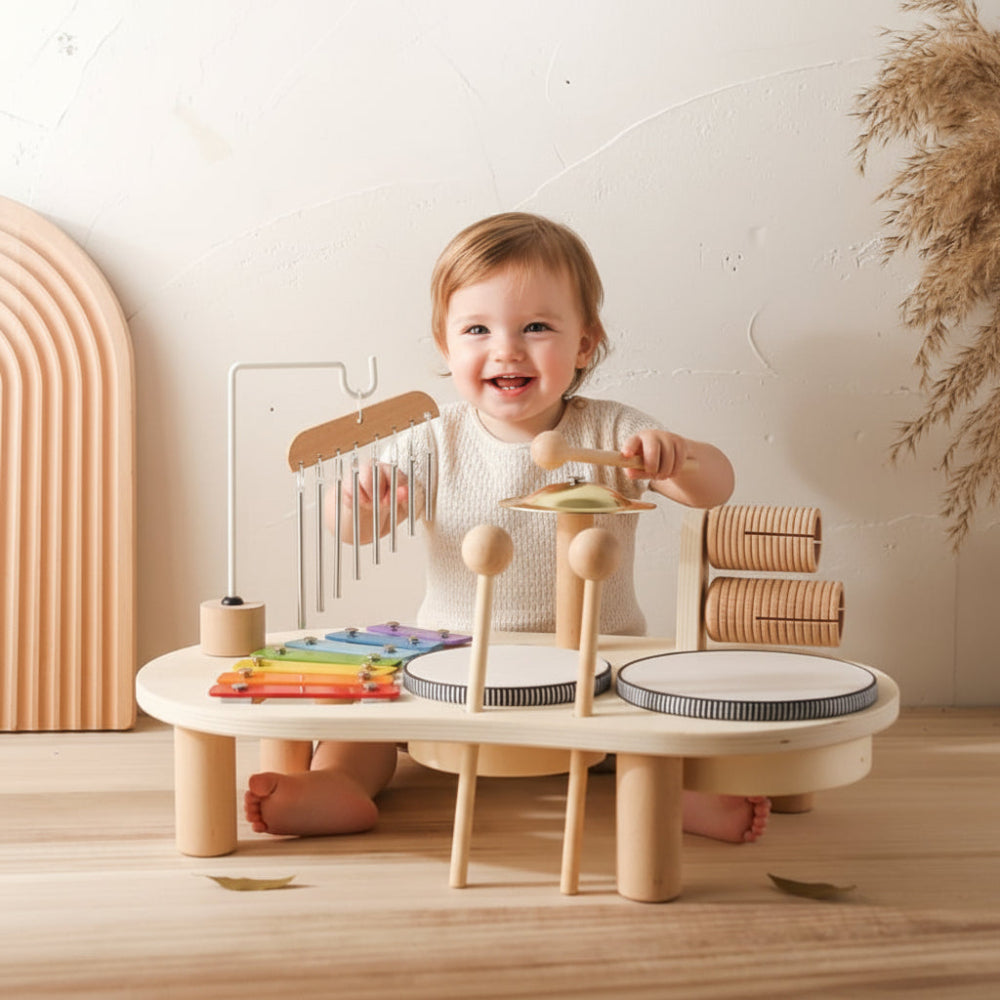Musical Learning Table – Wooden, Multi-Instrument Activity Set
