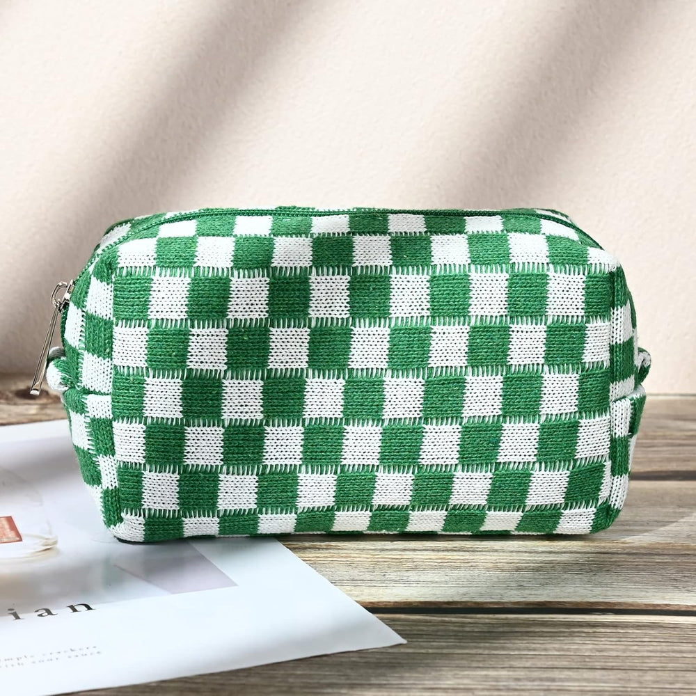 Essential Checked Makeup Bag Set - Stylish & Functional Cosmetic Organizers