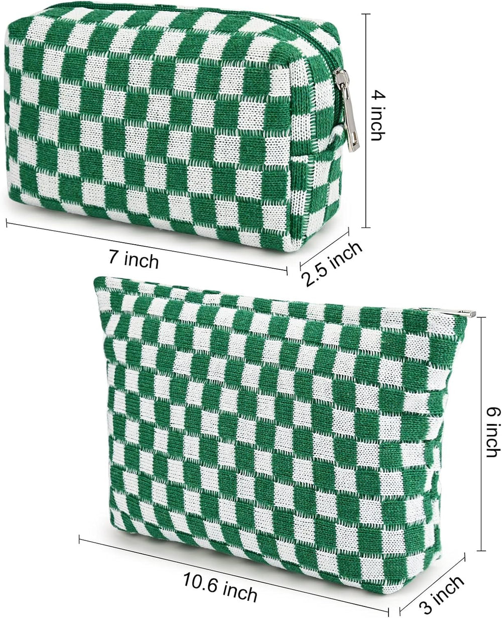 Essential Checked Makeup Bag Set - Stylish & Functional Cosmetic Organizers