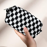 Essential Checked Makeup Bag Set - Stylish & Functional Cosmetic Organizers