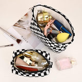 Essential Checked Makeup Bag Set - Stylish & Functional Cosmetic Organizers