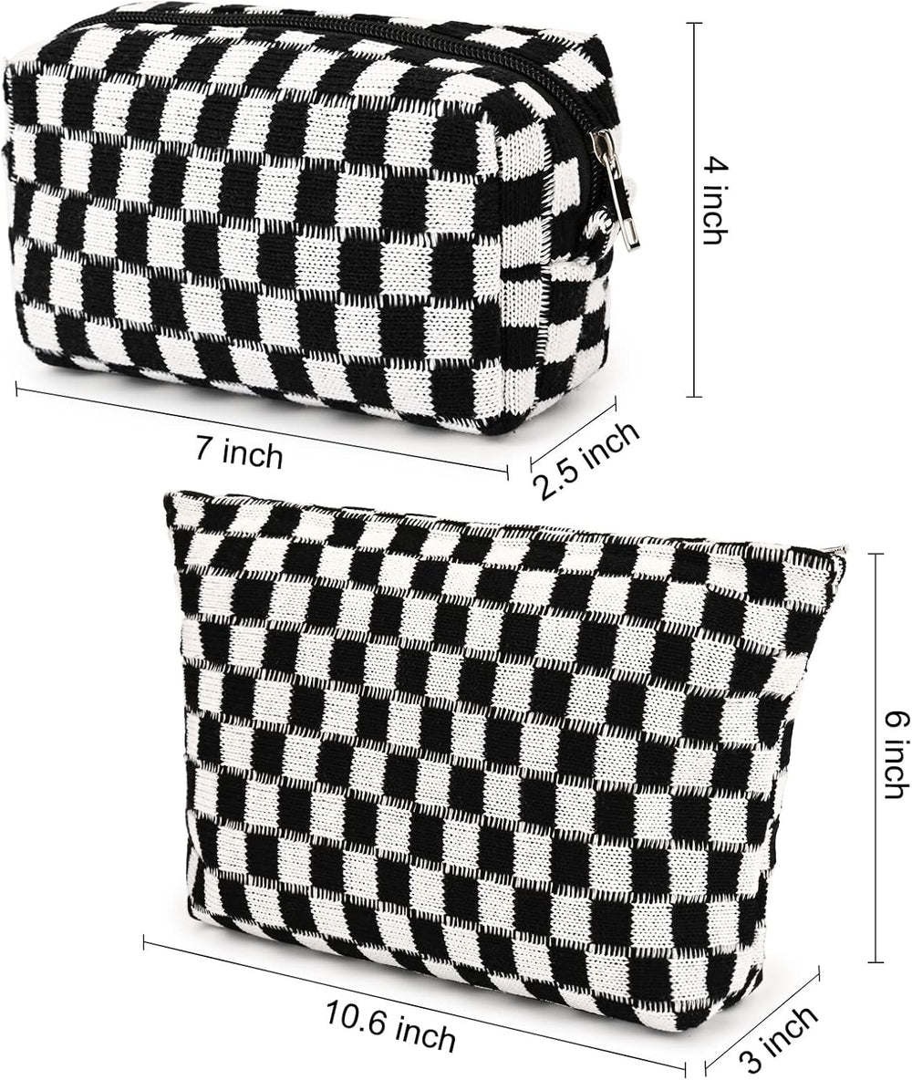 Essential Checked Makeup Bag Set - Stylish & Functional Cosmetic Organizers