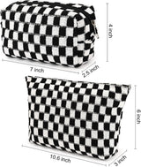Essential Checked Makeup Bag Set - Stylish & Functional Cosmetic Organizers