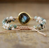 Handcrafted Natural Stone Braided Cuff Bracelet - Unique Boho Jewelry for Women