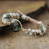 Handcrafted Natural Stone Braided Cuff Bracelet - Unique Boho Jewelry for Women
