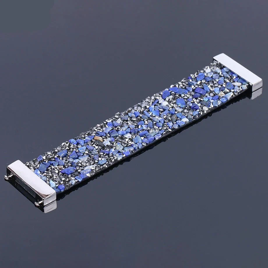 Handcrafted Natural Stone Crystal Leather Bracelet - Unique Bohemian Jewelry for Men & Women