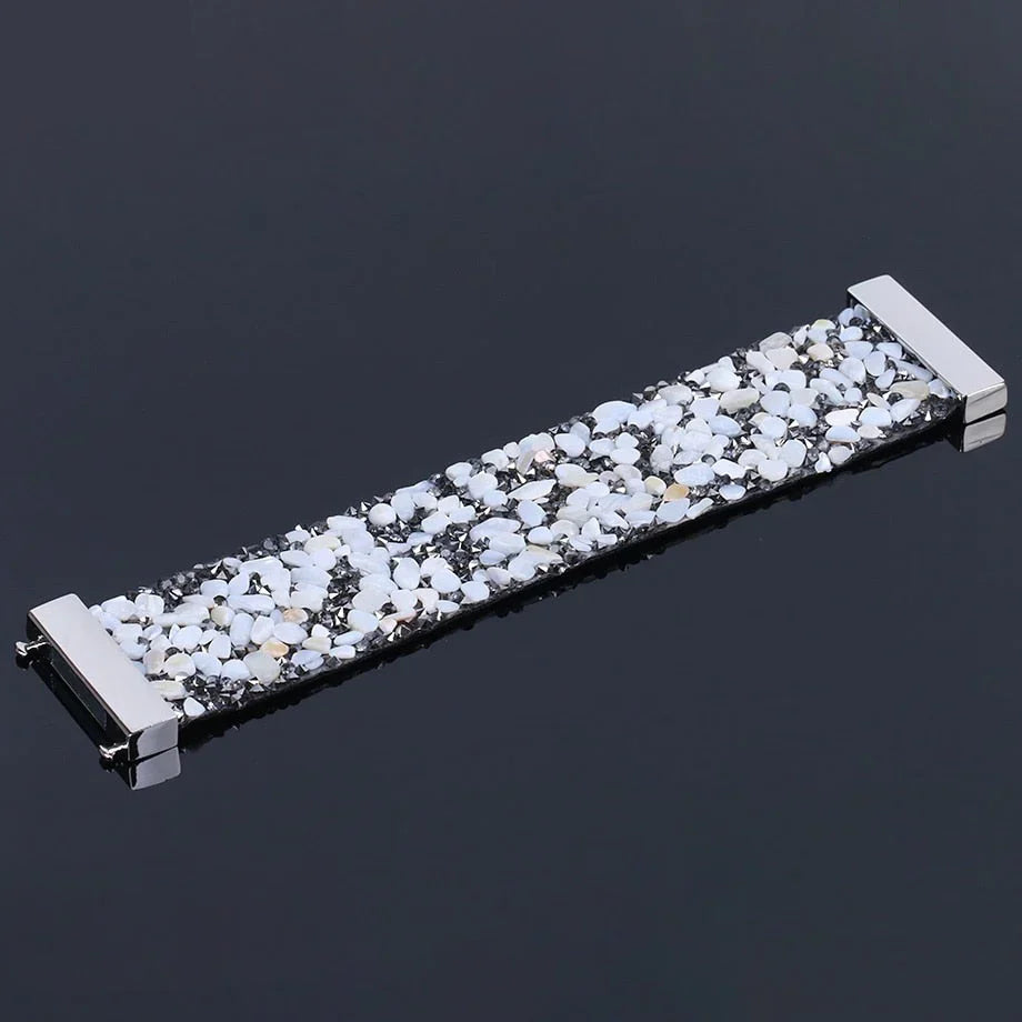 Handcrafted Natural Stone Crystal Leather Bracelet - Unique Bohemian Jewelry for Men & Women