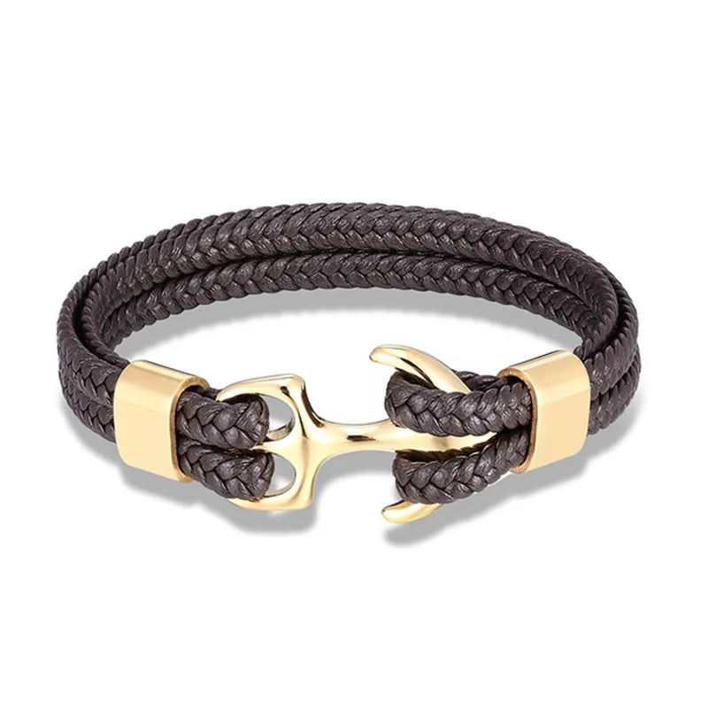 Men's Nautical Anchor Leather Bracelet | Stylish Maritime-Inspired Jewelry for Him