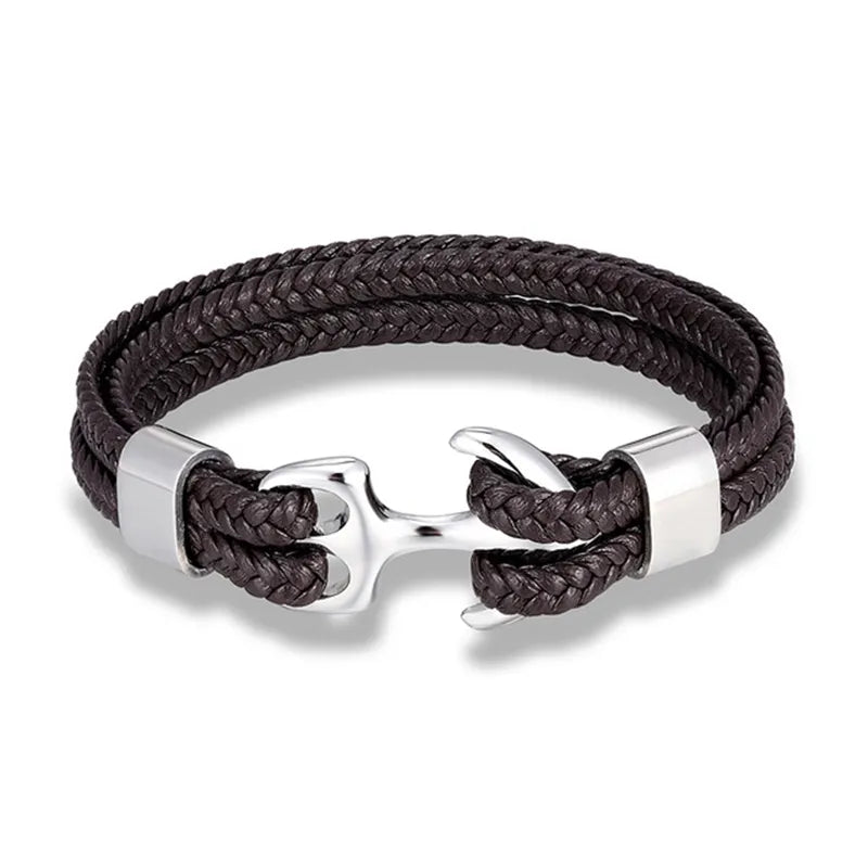 Men's Nautical Anchor Leather Bracelet | Stylish Maritime-Inspired Jewelry for Him
