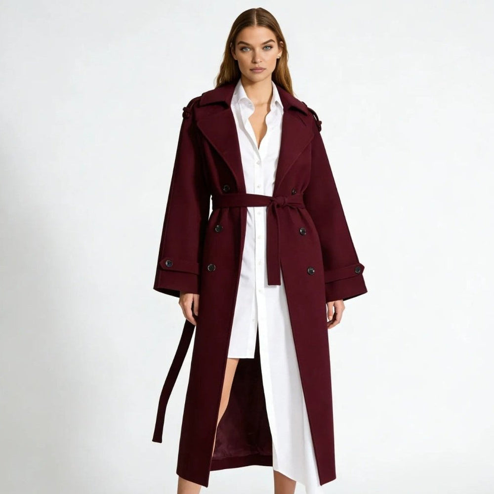 Women's belted trench coat, view 1