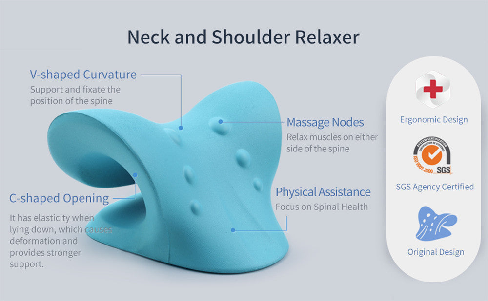 Neck and Shoulder Stretcher - Cervical Traction Massage Cushion for Spinal Alignment & Pain Relief