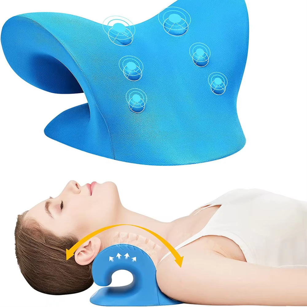 Neck and Shoulder Stretcher - Cervical Traction Massage Cushion for Spinal Alignment & Pain Relief