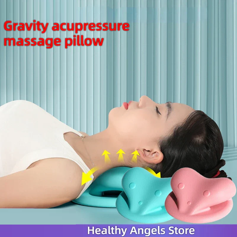 Neck and Shoulder Stretcher - Cervical Traction Massage Cushion for Spinal Alignment & Pain Relief